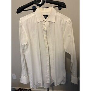 Dehavilland Mens Shirt 16 33 Non Iron Cotton Blend French Cuff Cream/Lt Yellow